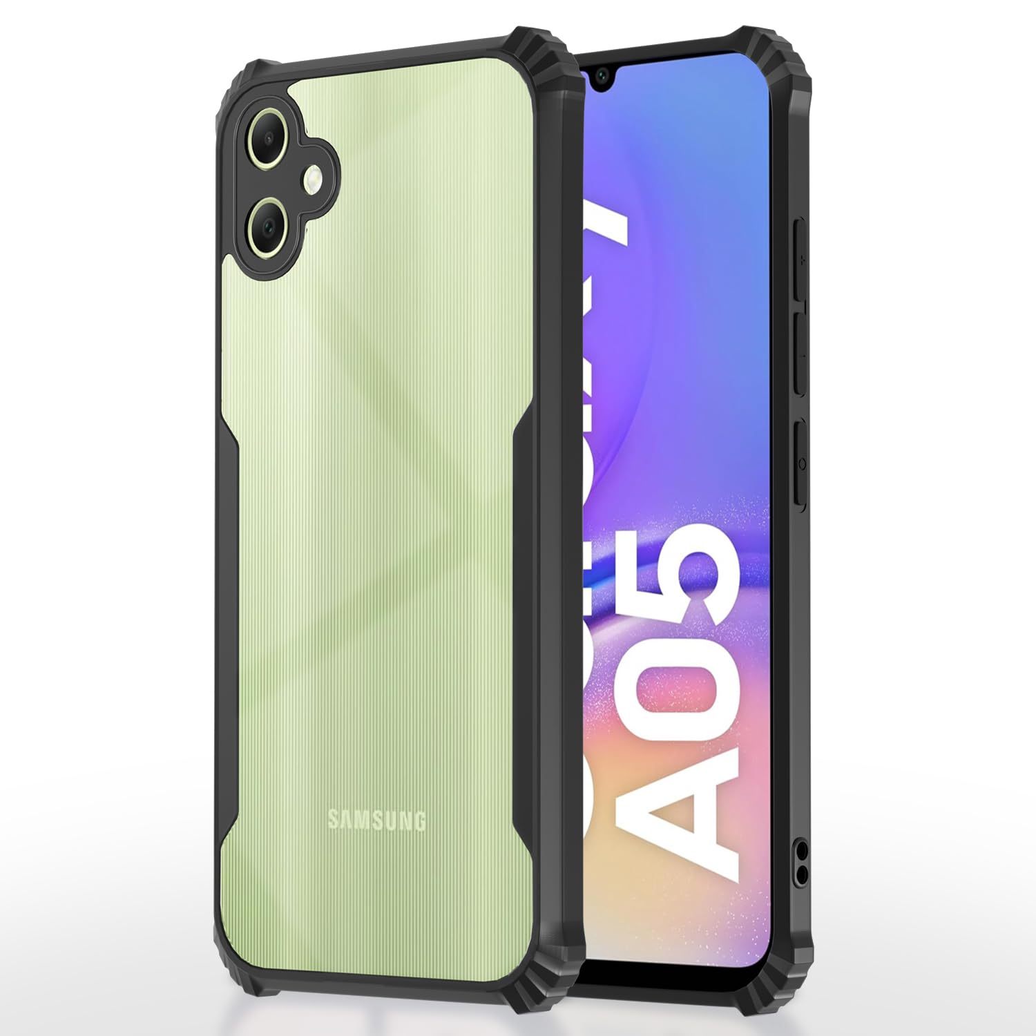 Pikkme Back Cover | Crystal Clear Transparent Back | Ultra Hyrbid | Full Camera Protection | Raised Edge | Bumper Back Case for Samsung Galaxy A05 / M05 / F05 (Black) (B0CS654NDW) Amazon Price History, Amazon Price Tracker
