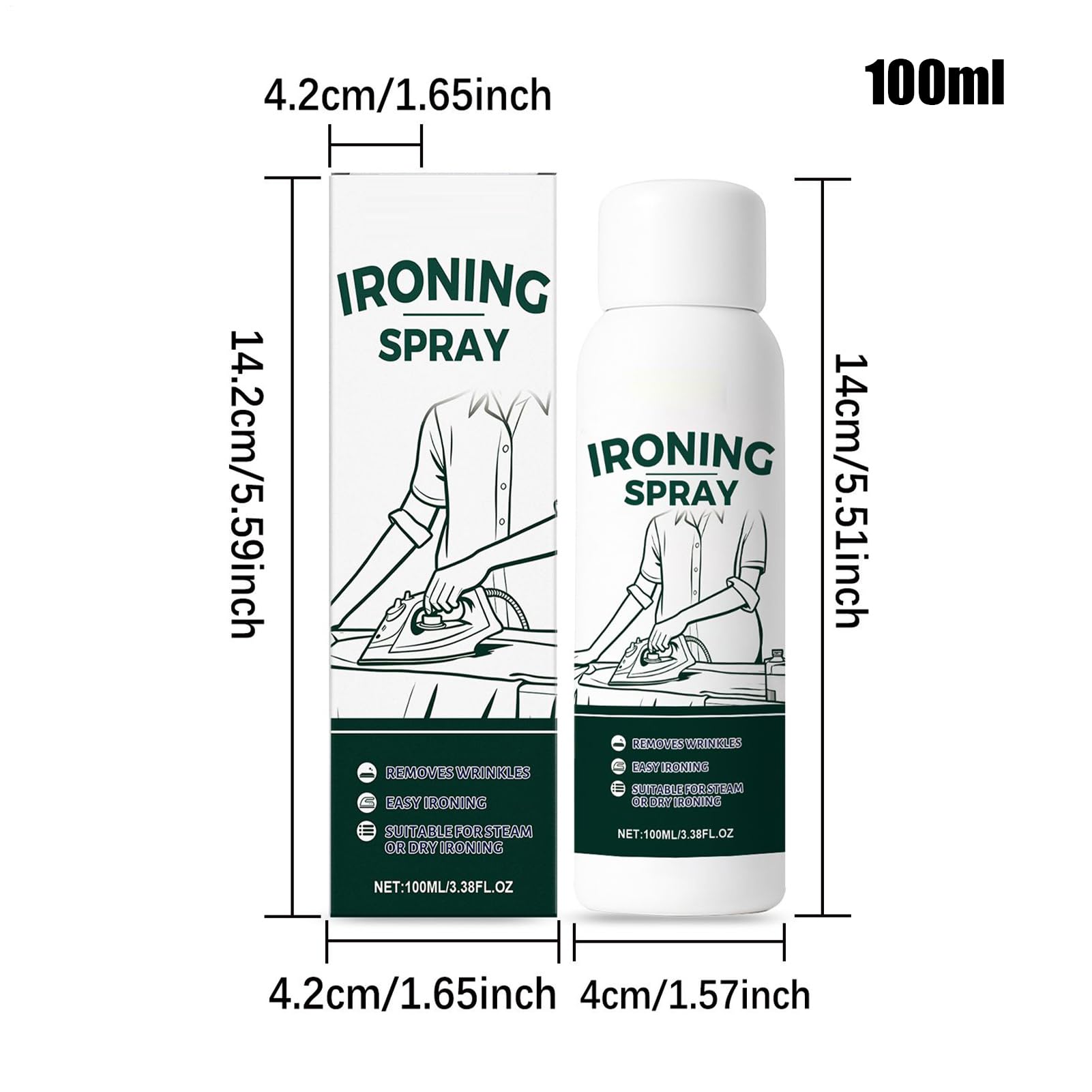 Spray Do Prasowania, Szybko Usuwa Zmarszczki, 100 Ml, Mgiełka Przeciwzmarszczkowa, Antystatyczny Spray Do Żelaza, Zmniejsza Elektryczność Statyczną, Idealny Bawełny Len Poliester Wełna Jedwab