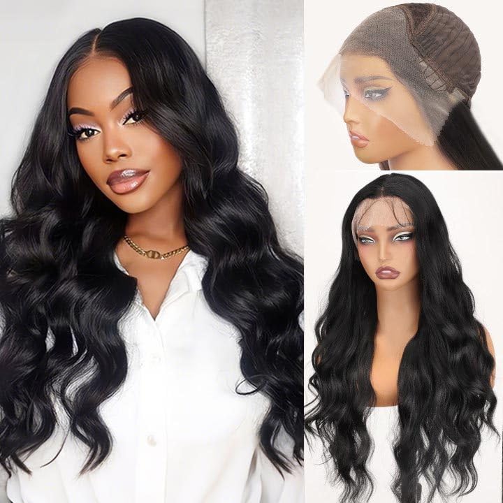 AISI HAIR 13X4 Lace Front Wigs For Women Black Body Wave Wig With Free Part Natural Looking For Daily