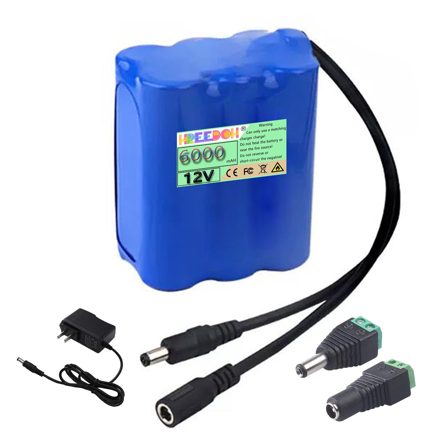 FREEDOH DC 12V lithium Battery Pack, 10AH 12Ah 15AH 20AH 30AH Rechargeable Li-ion Battery Pack, Powerful portable Polymer Lithium Battery, Suitable for 12V power supply equipment,12v 6ah
