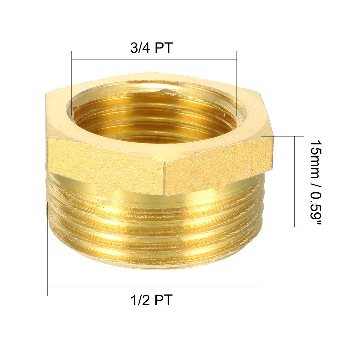 Adattatore Riduttivo In Ottone Da Attacco Femmina 3/4 A Maschio 1/2 – Filetto G3/4 – G1/2