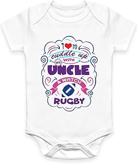 Coco Rascal Novelty & Special Use Clothing,Novelty,Bodysuits & One Pieces Coco Rascal® Baby Boy Girl Cuddle Uncle Watch The Rugby White Bodysuit Grow Vest (0-18 Months)