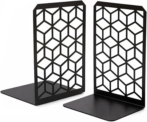 Miniatura 10 de GEOMOD Sujetalibros geométricos de metal salvia con forma de panal de abeja, extremos altos y resistentes para estantes, moderno y resistente