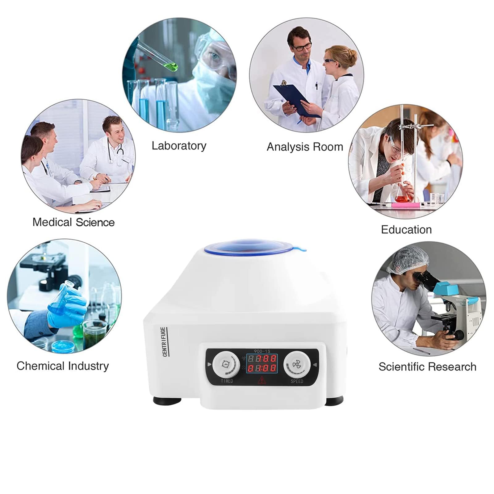 Máquina centrífuga de laboratorio, modelo de escritorio de mesa, rango de velocidad 0-4000 rpm, tiempo de 0 a 99 minutos, funcionamiento estable, alta durabilidad para experimentos e investigación