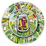MUYINGZHUO Cartoon Pickled Cucumber Stickers, 50PCs Funny Stickers for Laptop, Hydro Flask, Water Bottle Phone, Vinyl Decals for Girls, Teens, Party Supply Decals as Gifts (Pickled Cucumber)