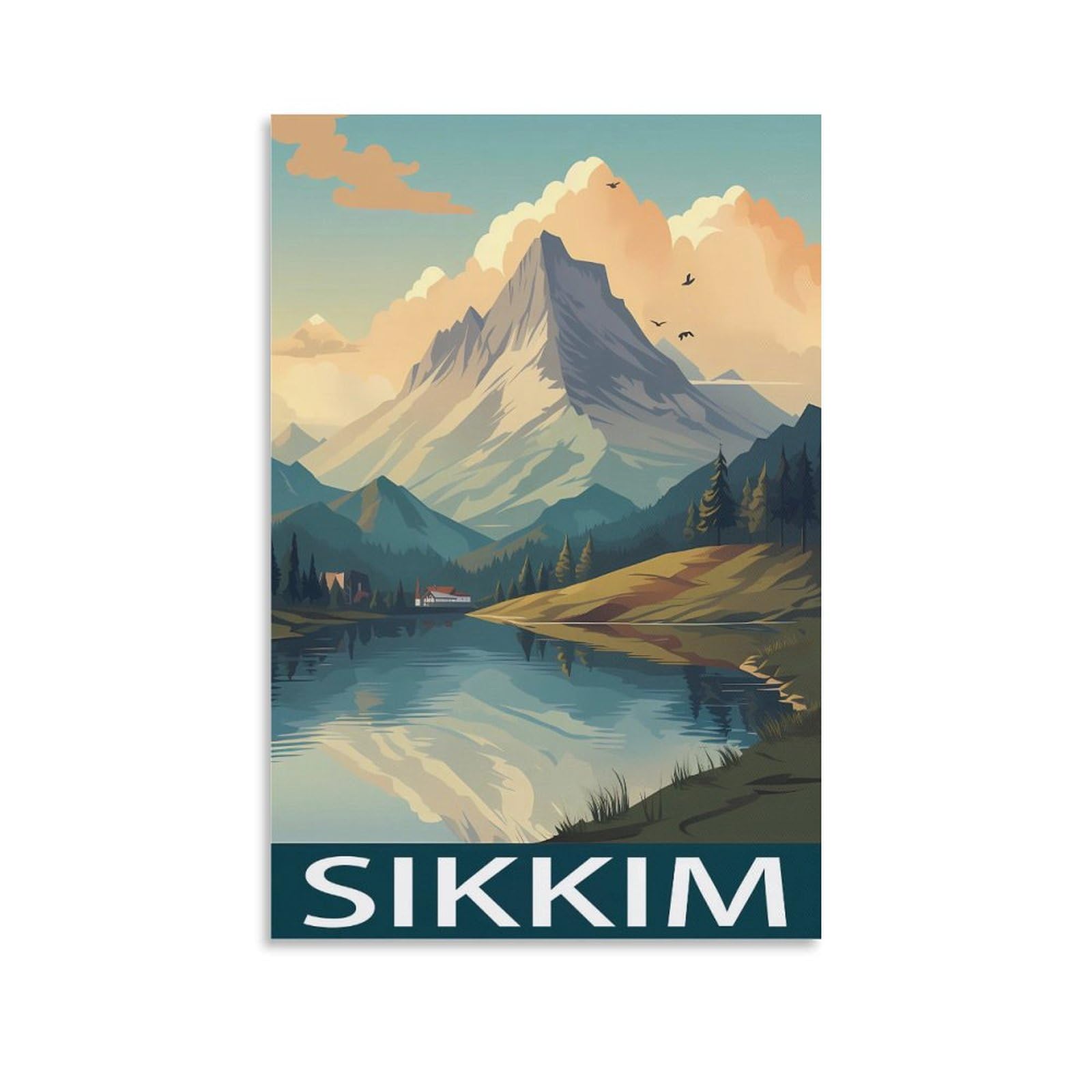 EZMLFA 5D Diamond Painting Kits for Adults,Sikkim India Lake,Diamond Painting,Landscape Gem Art Kits Adult and Crafts Home Decor 30x40cm