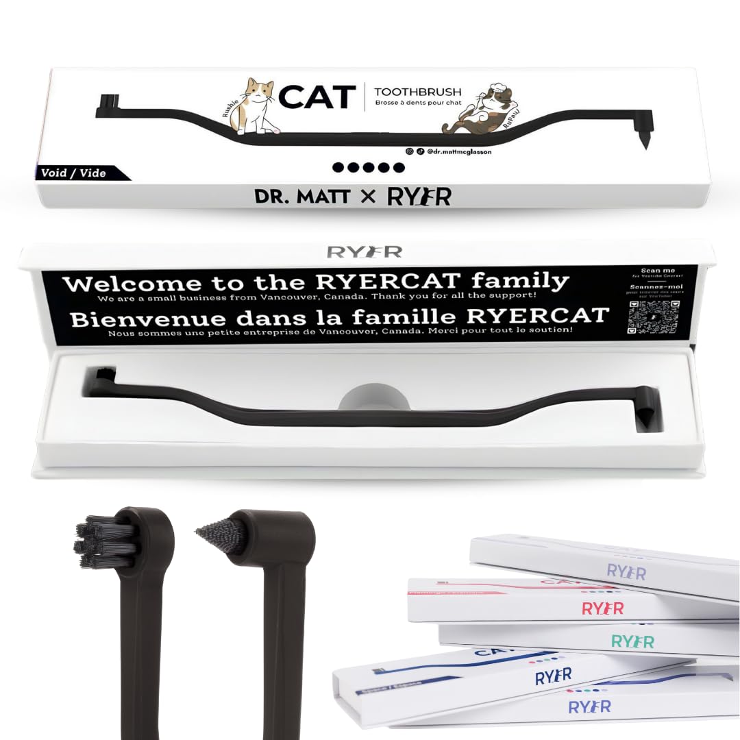 RYERCAT Dual-Sided Cat Toothbrush – Gentle Care for Your Kitten’s Smile! Micro Head for Easy Cleaning & Healthy (Dr.matt.Black)