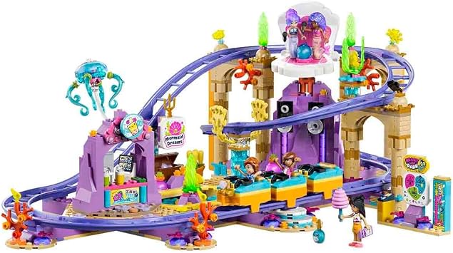 LEGO Friends Mermaid Roller Coaster Ride - Interactive Toy w/ 3 Cars, Shop, 5 Mini Dolls & Accessories - Birthday Gift Idea for 8+ Year Old Girls - 42703