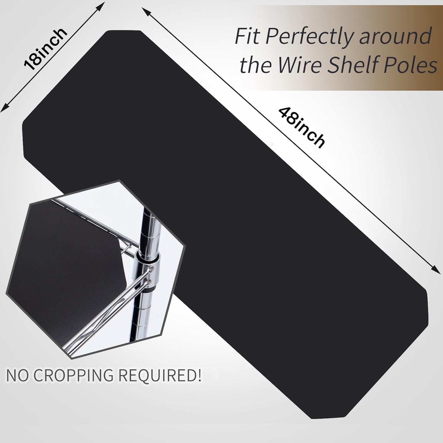 Poofzy Wire Shelf Liner 18" X 48", Non-Adhesive Plastic Shelf Liners for Wire Shelving, Waterproof Protector Mats (5PK, Black)