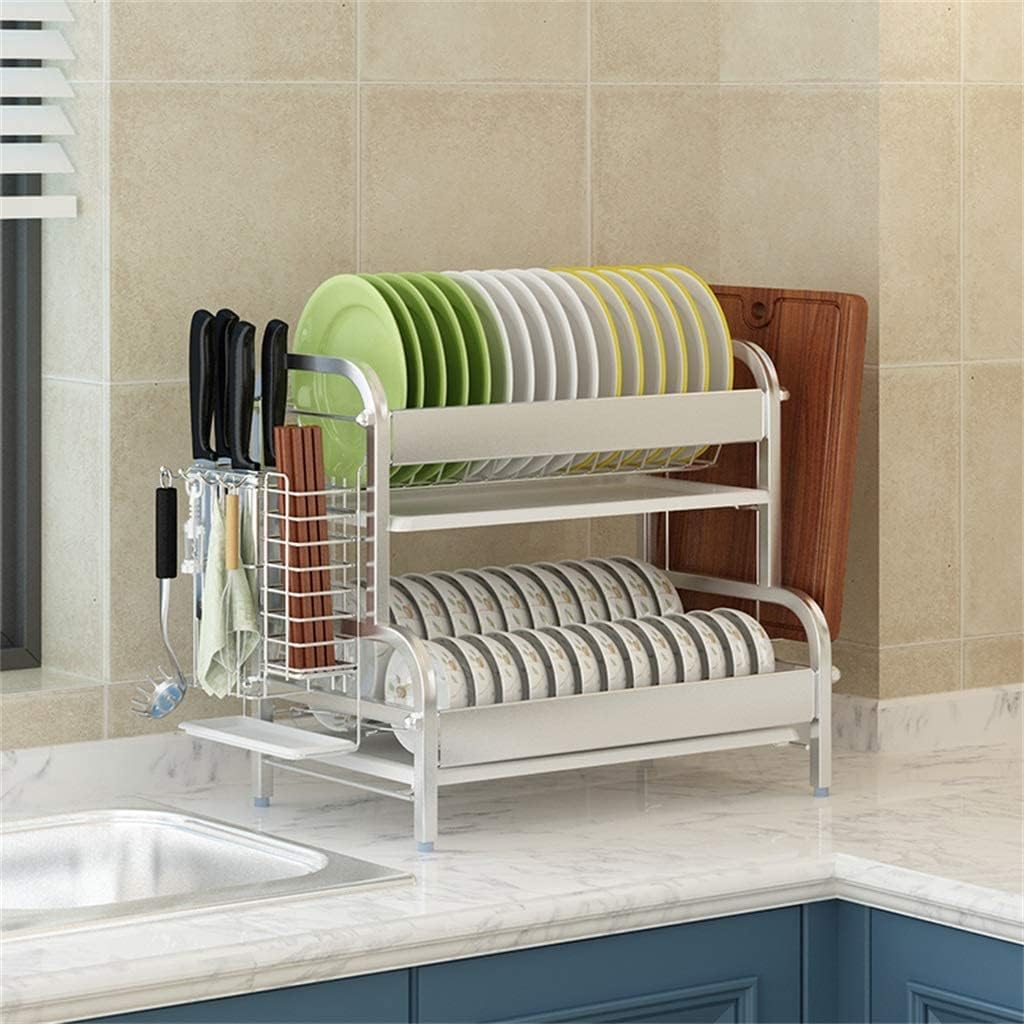 Dish Rack Dish Rack Cutlery Storage Rack Kitchen Supplies 2 Layer Rack Drain Rack B