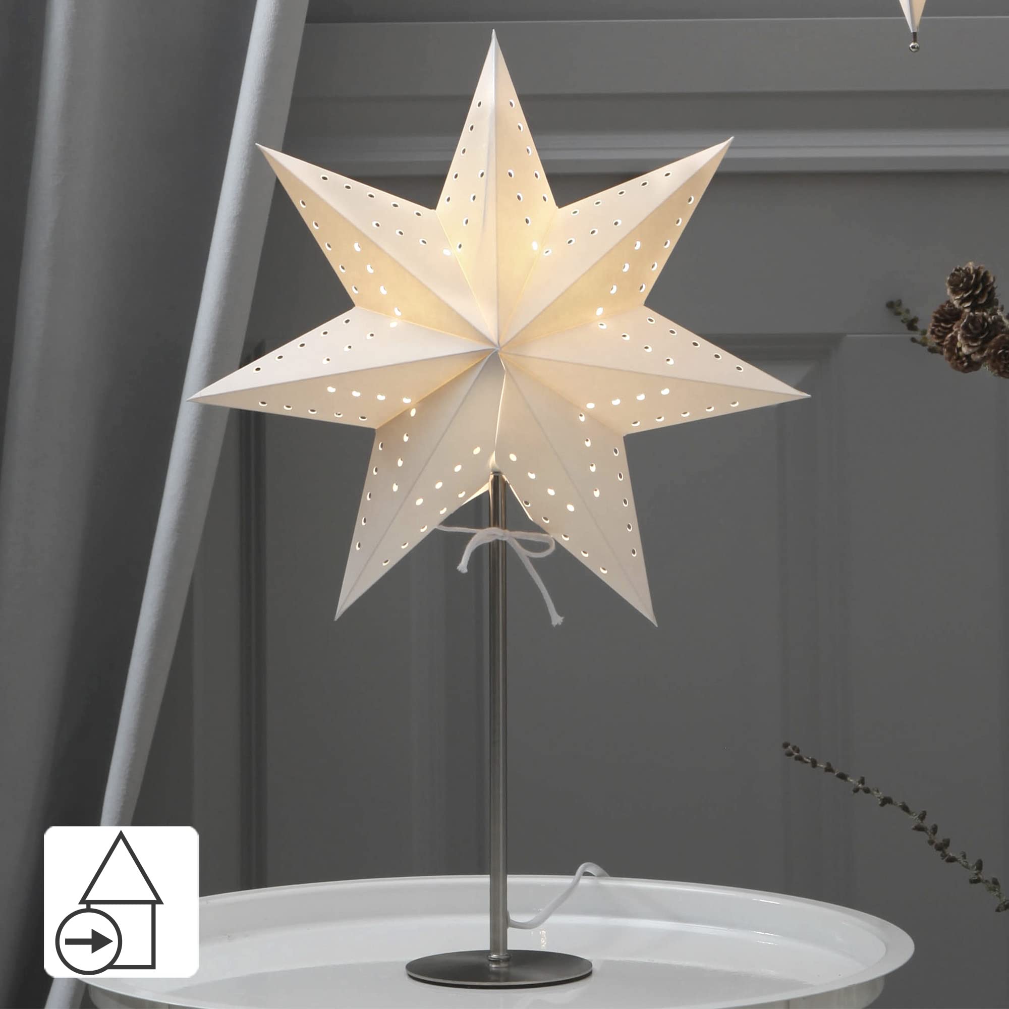 Weihnachtsstern beleuchtet stehend | Fensterstern mit Beleuchtung | Weihnachtsdeko Fenster Beleuchtet | Standleuchte Stern Weihnachten | Weihnachtsdeko Innen | Papierstern beleuchtet