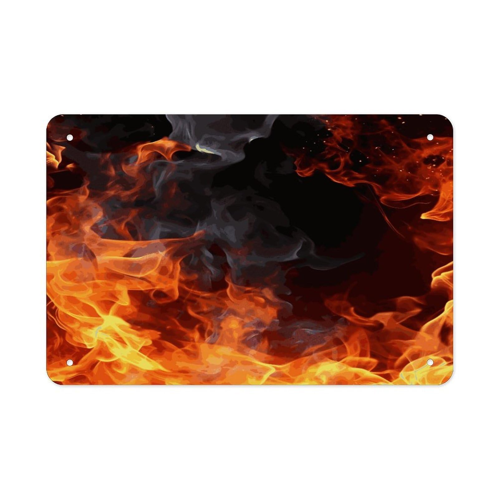 Fodpand Style Fire Flame Smoke Wall Art Metal Signs Tin Sign