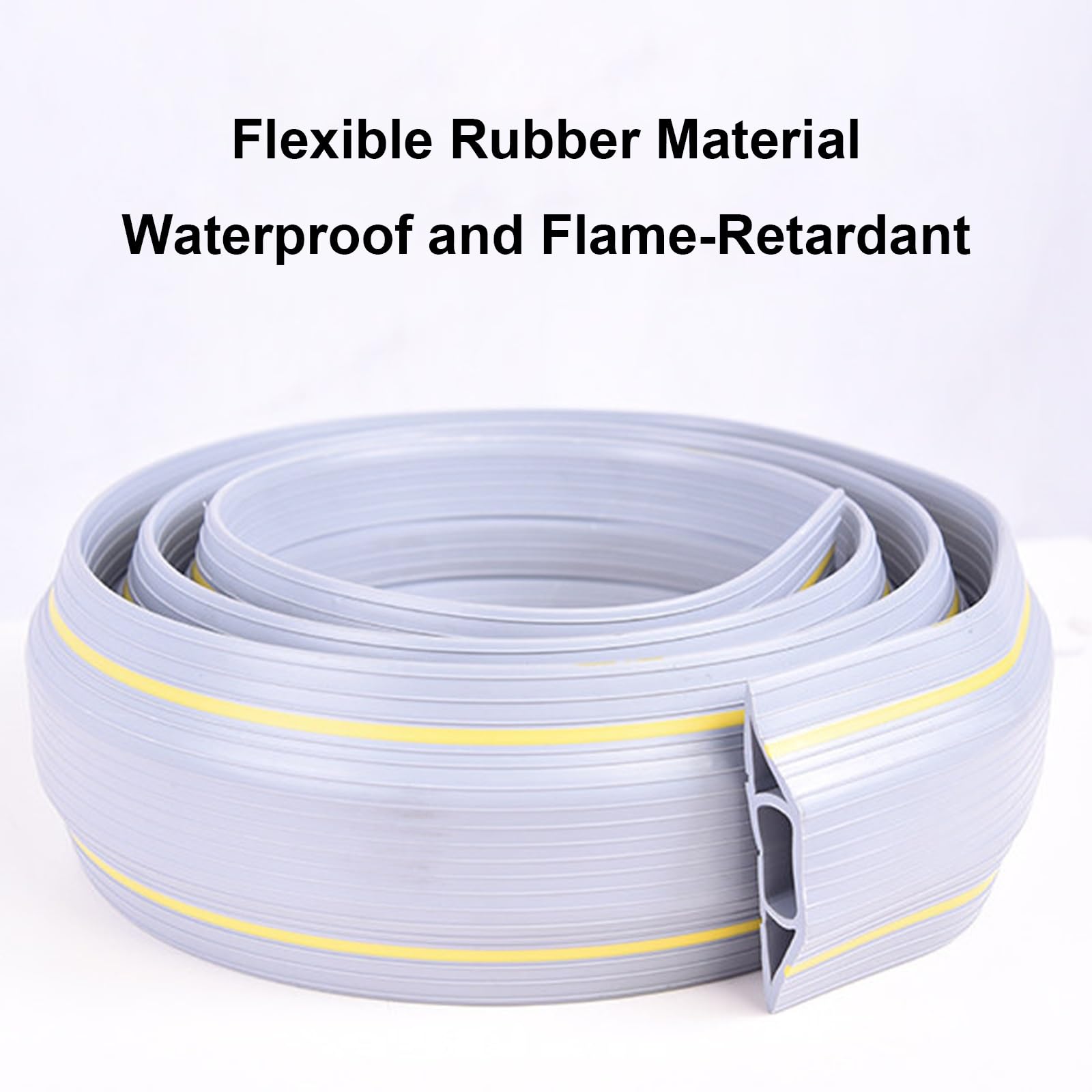 Pasacables Suelo de 100 cm, Ocultador de Canaleta Cables Suelo, Canaletas para Cableado de Goma, Prevenir Tropiezos, Cavidad para Cables: 2,2 cm (Ancho) X 1 cm (Alto)(Gray)