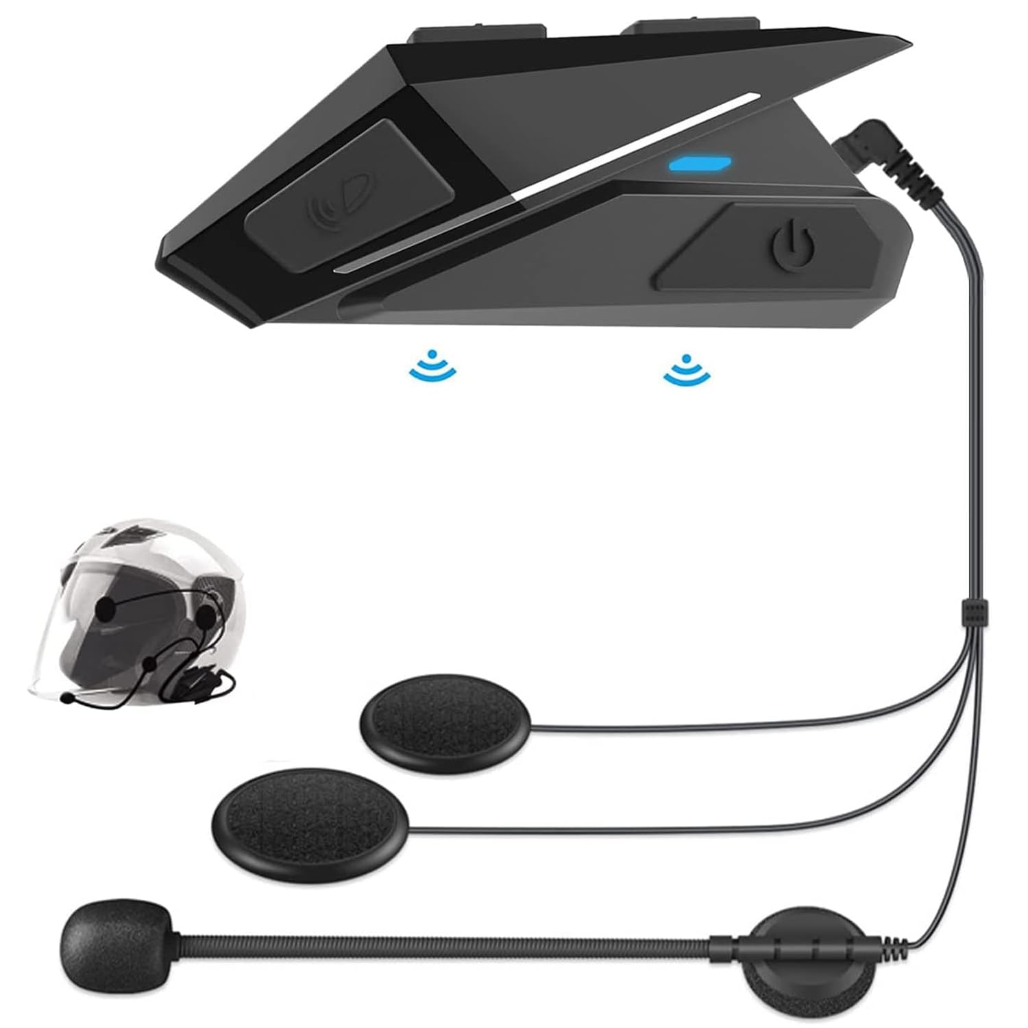 OBEST Blutooth - Cuffie per casco da moto, con vivavoce, senza fili, altoparlante musicale stereo impermeabile IP65, microfono per chiamate di riduzione del rumore per ciclismo sci viaggi
