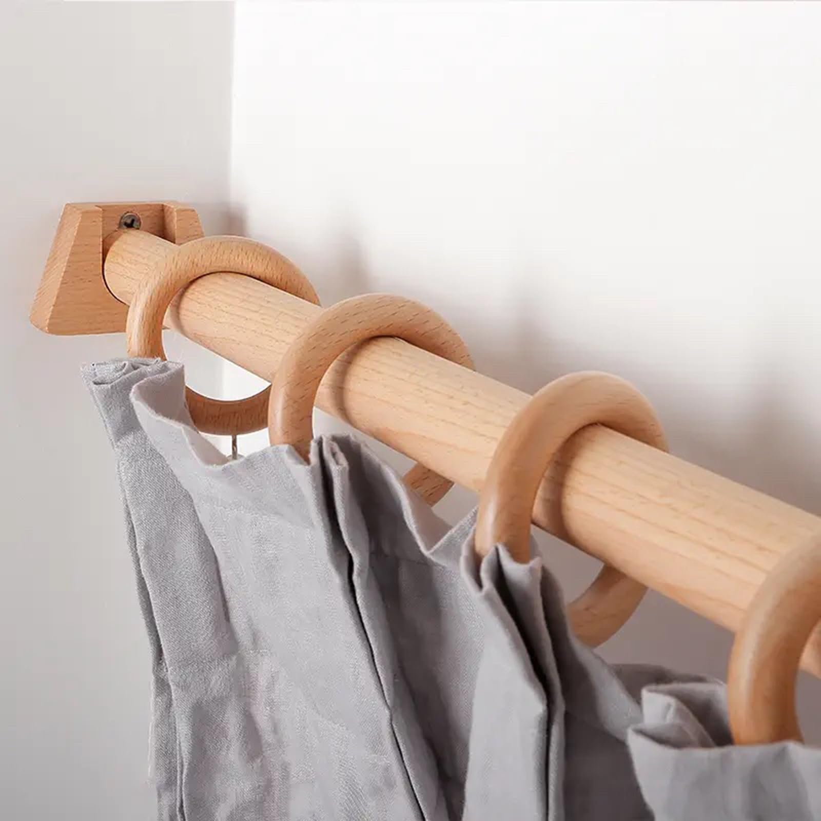 Tringle à rideaux en bois massif – 29 mm de diamètre avec supports et vis – Longueur fixe 160 cm / 63in – Idéal pour rideaux et vêtements – Décoration d'intérieur