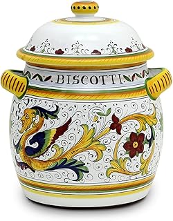 RAFFAELLESCO DELUXE: Traditional Deruta Biscotti Jar [1042-RAF] - Authentic hand painted in Deruta, Italy. Original design. Shipped from the USA with Certificate of Authenticity.