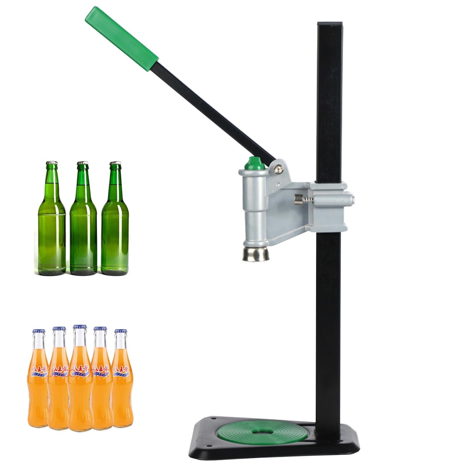 Tappatrice manuale per bottiglie, tappatrice per bottiglie per birra domestica, sigillante da banco regolabile in altezza per tappi da 26 mm, base antiscivolo