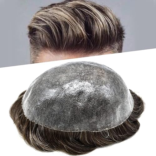 Miniatura 10 de Toupee - Postizo completo inyectado para hombre, sistema de cabello de piel de polietileno inyectado, duradero, poliuretano para hombre, 8 x 10