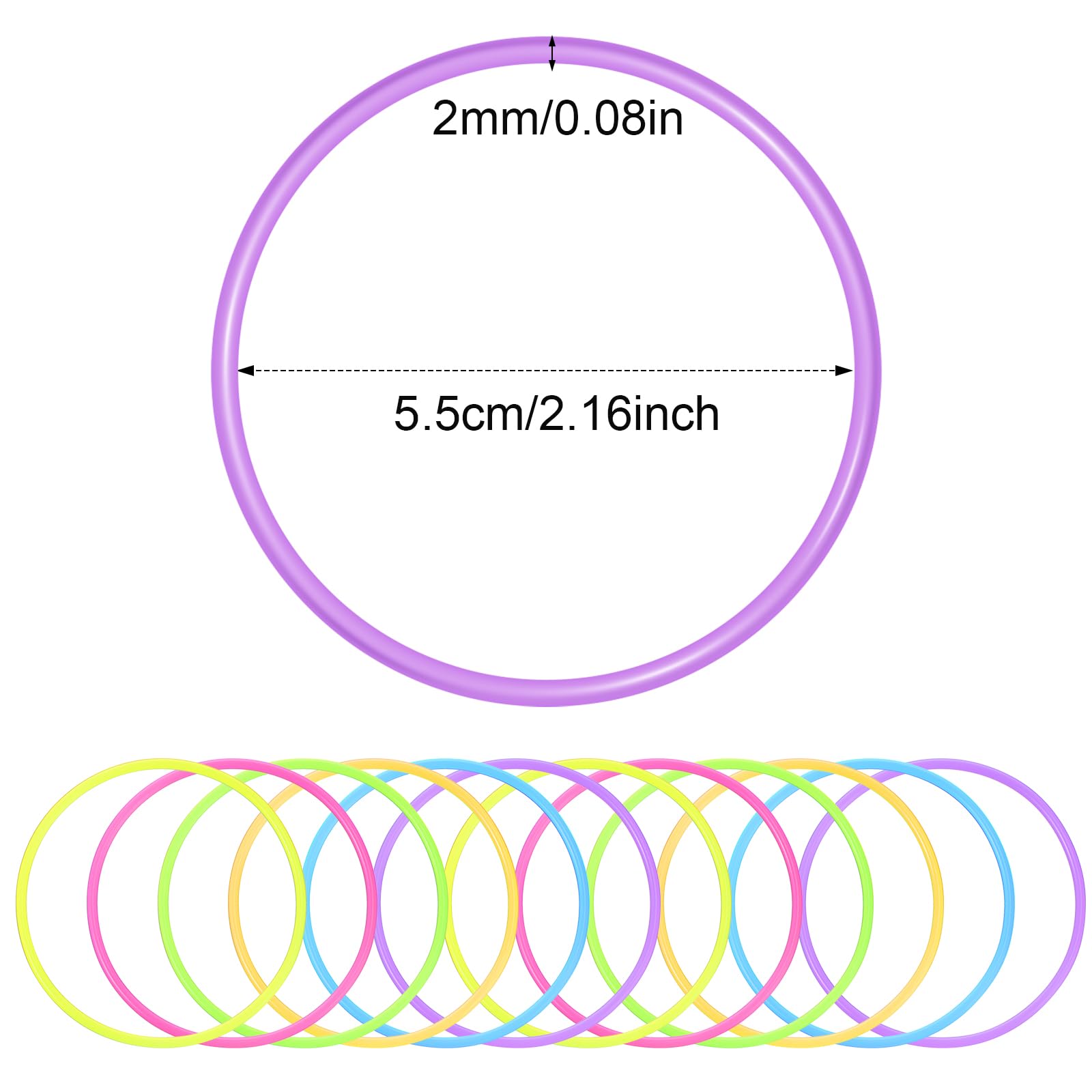 Sratte 300 Pcs Silicone Jelly Bracelets Bulk Rainbow Glow Neon Stretchable 80s Bracelets Multicolor Accessories Bands Hair Ties Glow in The Dark for Adults Women Party Favors