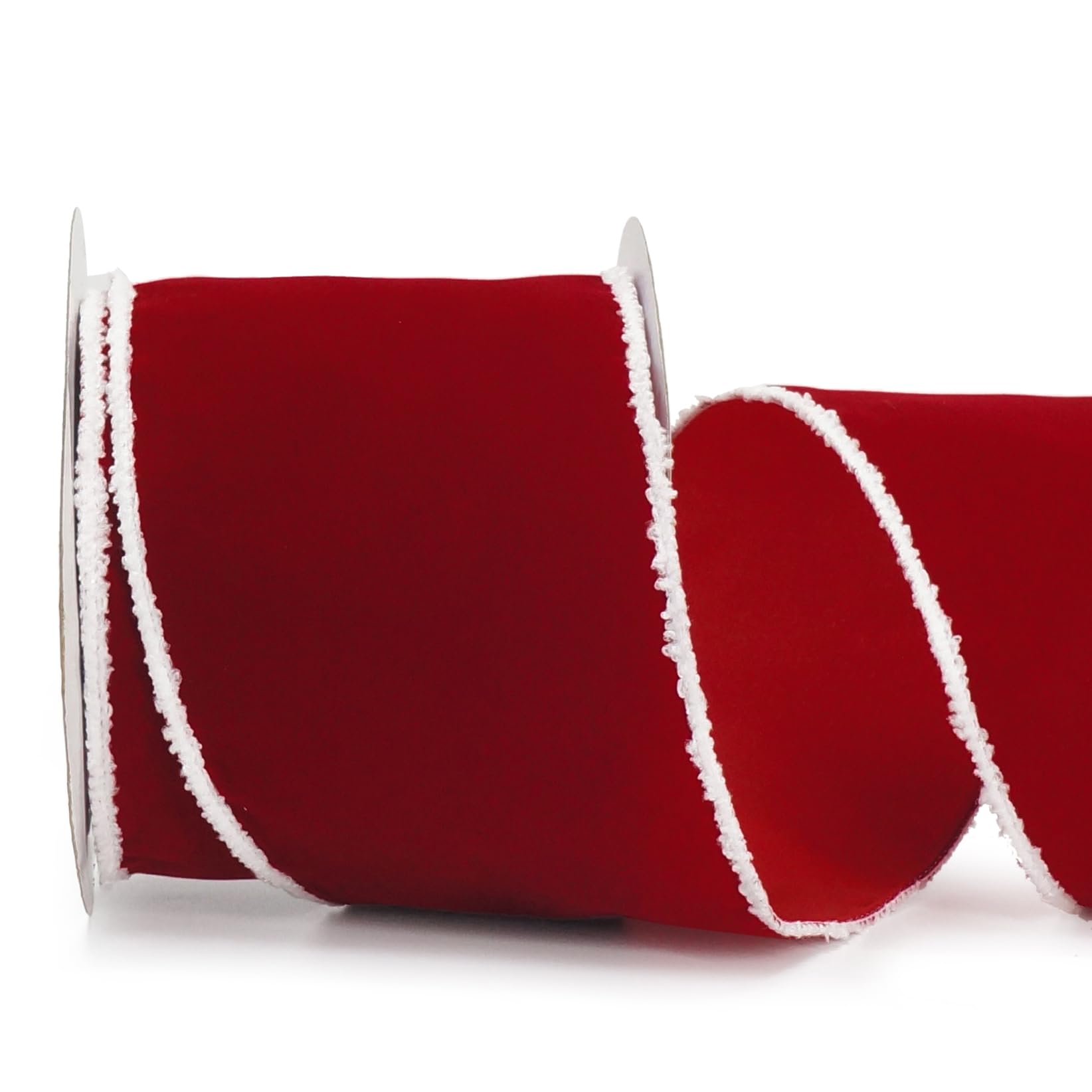 ALTIER 10,2 cm x 9,1 m rotes Samtband mit Draht für Weihnachten, Heimdekoration, Geschenkverpackung, Schleife, Kranz, DIY Handwerk