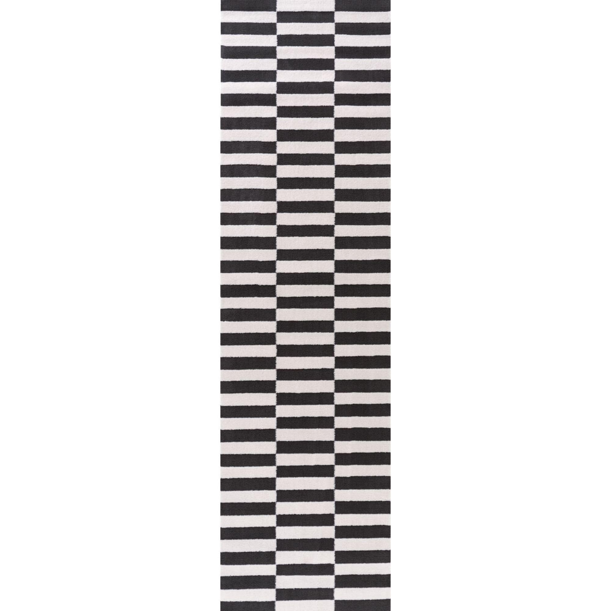 THE RUGS Loft Striped Living Room Area Rug & Runners Soft Pile in Dark Grey | Size: 80cm x 300cm