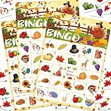 CheerChamp Thanksgiving Bingo Game Cards - 24 Players Fun Thanksgiving Bingo Party Games Crafts for Kids Adults. Thanksgiving Holiday Party Game Favors Supplies Family School Classroom Activities