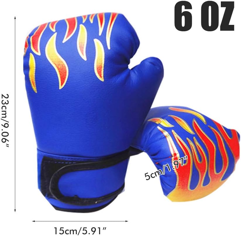 Youth Boxing Training Gloves, Kids Adjustable Breathable Flame Boxing Gloves for Training (Red)