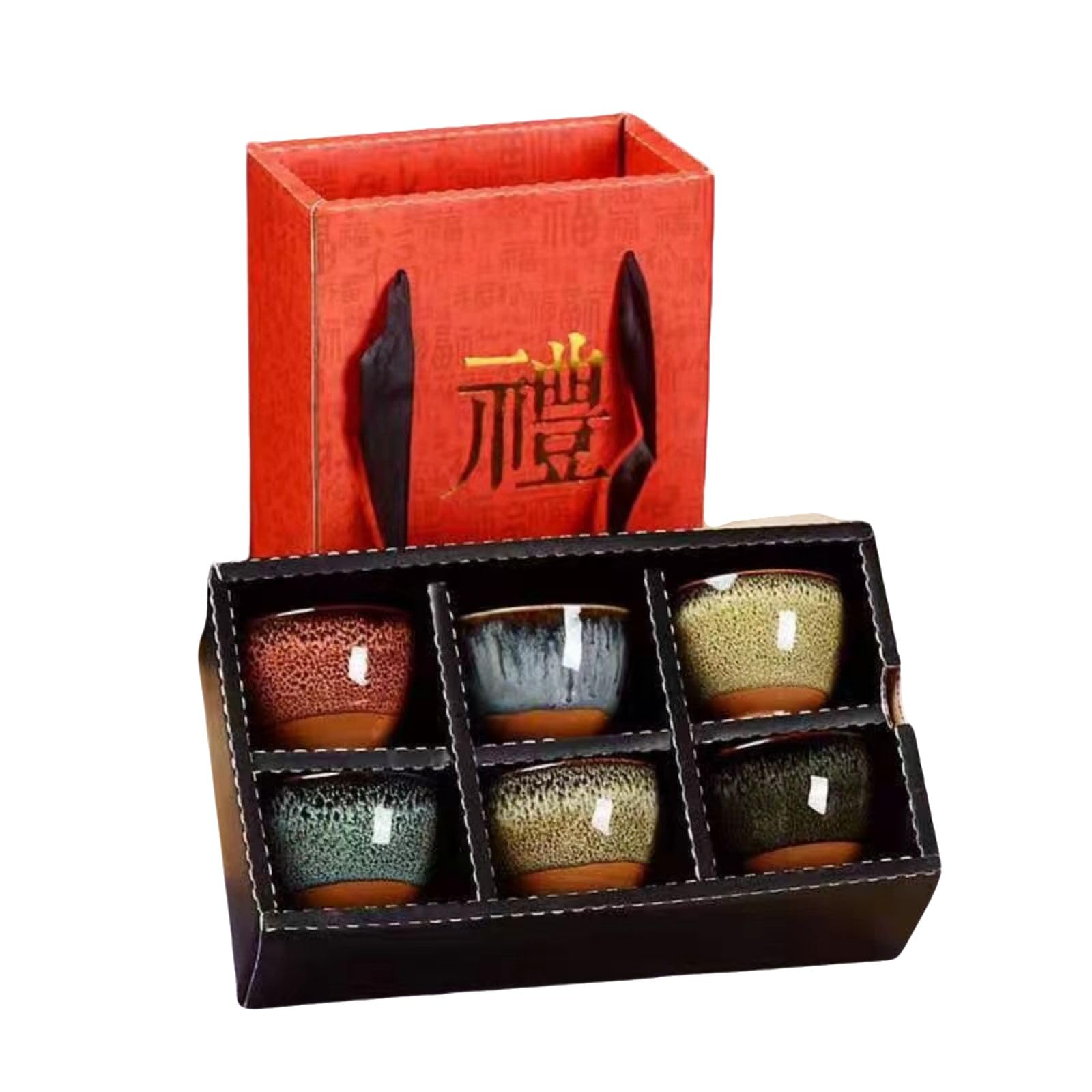 6 Stück Keramik Trinkgeschirr Teegeschirr Chinesisches Kung Fu Tee Set Teetasse Sake Cups 50ml Master Cup Kleine Teeschalen Dekor Geschenk