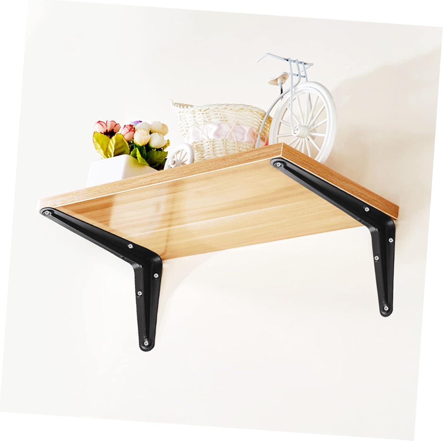 DOITOOL 10pcs DIY Space-Saving Metal Painted Thickened Triangle Bracket for Wall Shelf Brackets