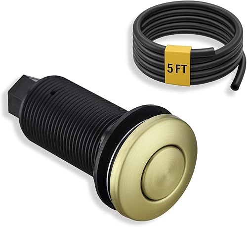 BESTILL Botón de interruptor de aire de eliminación de basura en la parte superior del fregadero con manguera de aire de 5 pies, botón de