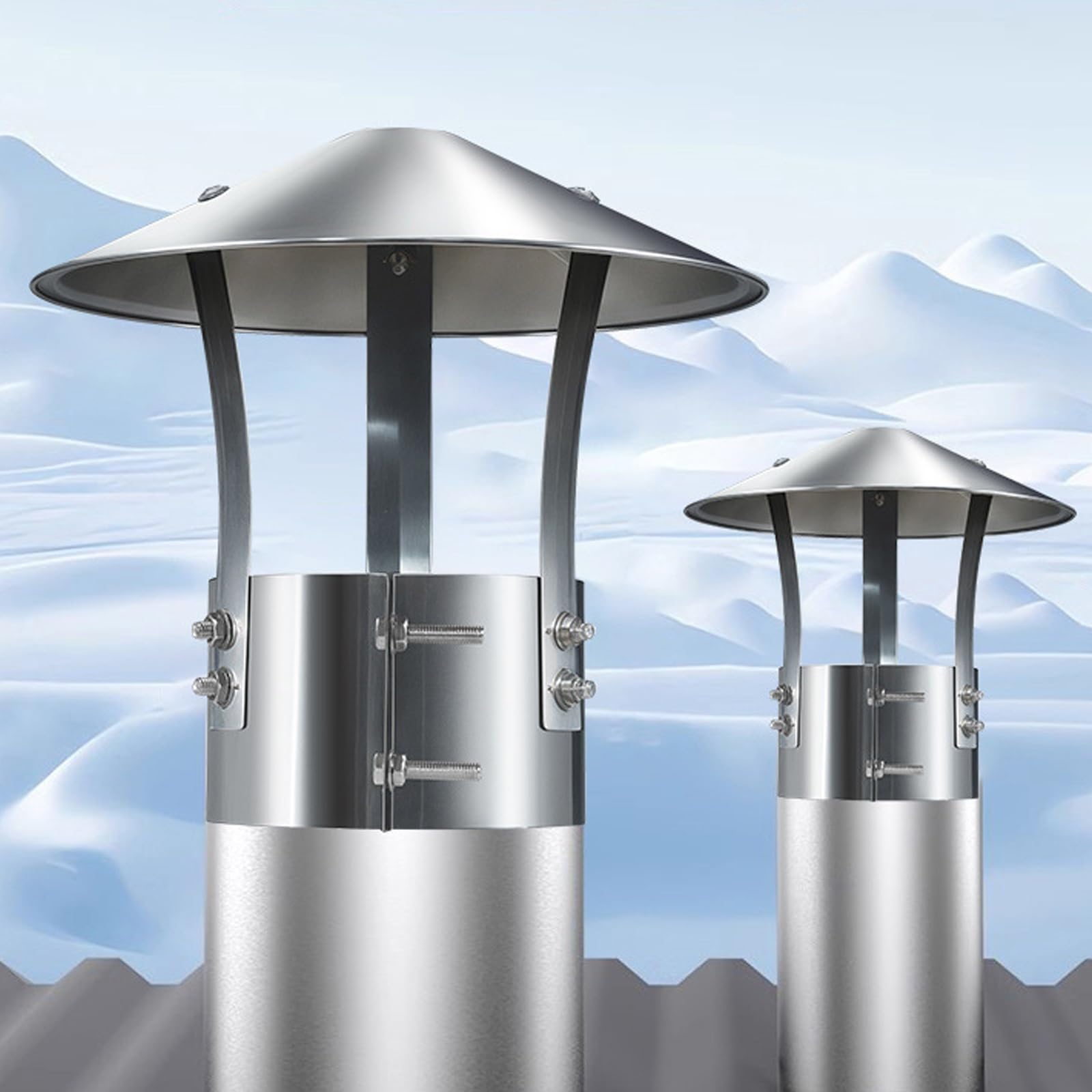 IGNVXMGKP Chimney Rain Caps 3/3.5/4/4.3/4.9/5.9/6.3/7/7.9in, 201 Stainless Steel Stove Pipe Chimney Cover for Insulation, Pipe Covers for Outside, Villa Chimney Vent Cap(90mm/3.5in)