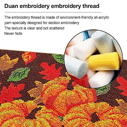 Image of kingsea Latch Hook Kit for Thanksgiving DIY Crochet Yarn Rug with Pattern Printed Latch Hook Rug Kit for Teen, Latch Hook Kit for Beginners, Pumpkin, 20 inch x 15 inch