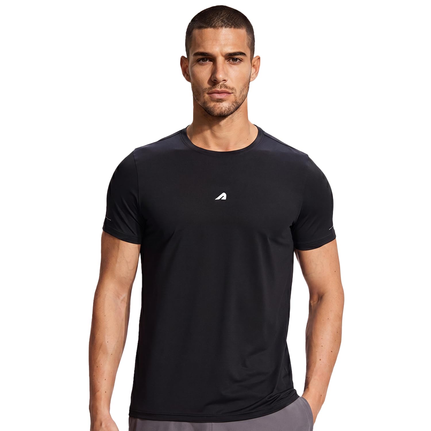 Tshirt Shirts Men Premium Poly-Spandex Blend Men's Running T-Shirt Moisture Wicking, Anti-Odor, Breathable Activewear Stretch Gym Workout Sports Tee for Running, Training & Fitness-image-8