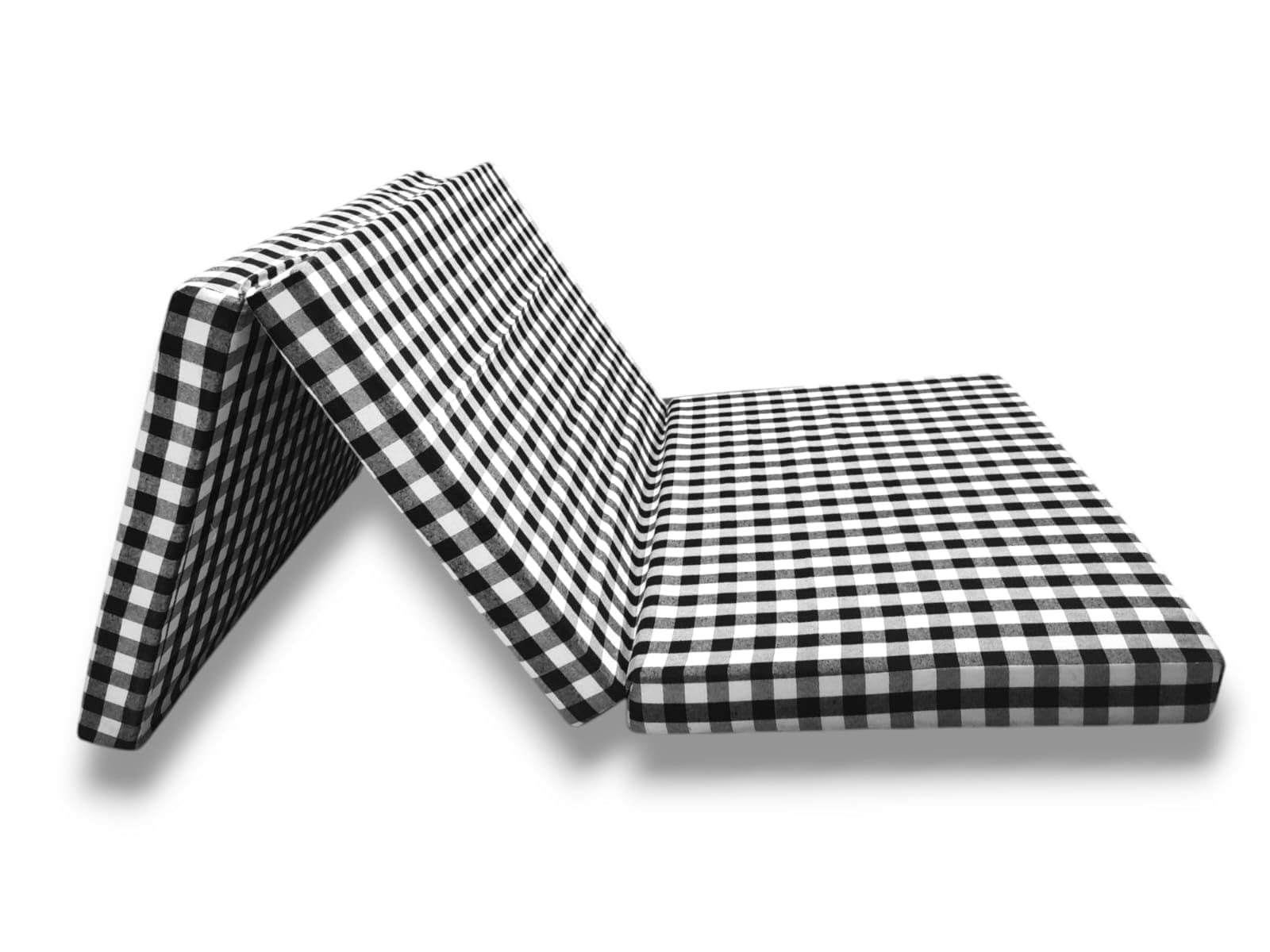 ATOOTFUSION Foldable Single Bed Floor EP Mattress, Black and White Check Design, Reversible, Portable for Travel Picnic and PG (3 Fold Foldable Mattress, 72X36X3 Inches)-image-46
