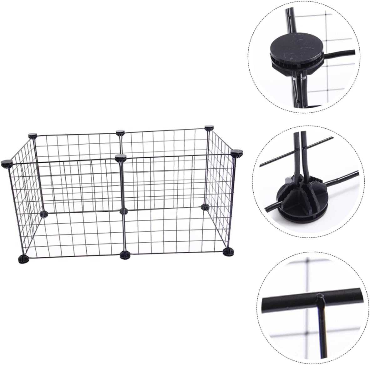 Mikikit 1Set Pet Safety Fence of Detachable Mesh Dog Isolation Enclosure Black for Indoor Outdoor Use Portable Design for Play and Rest