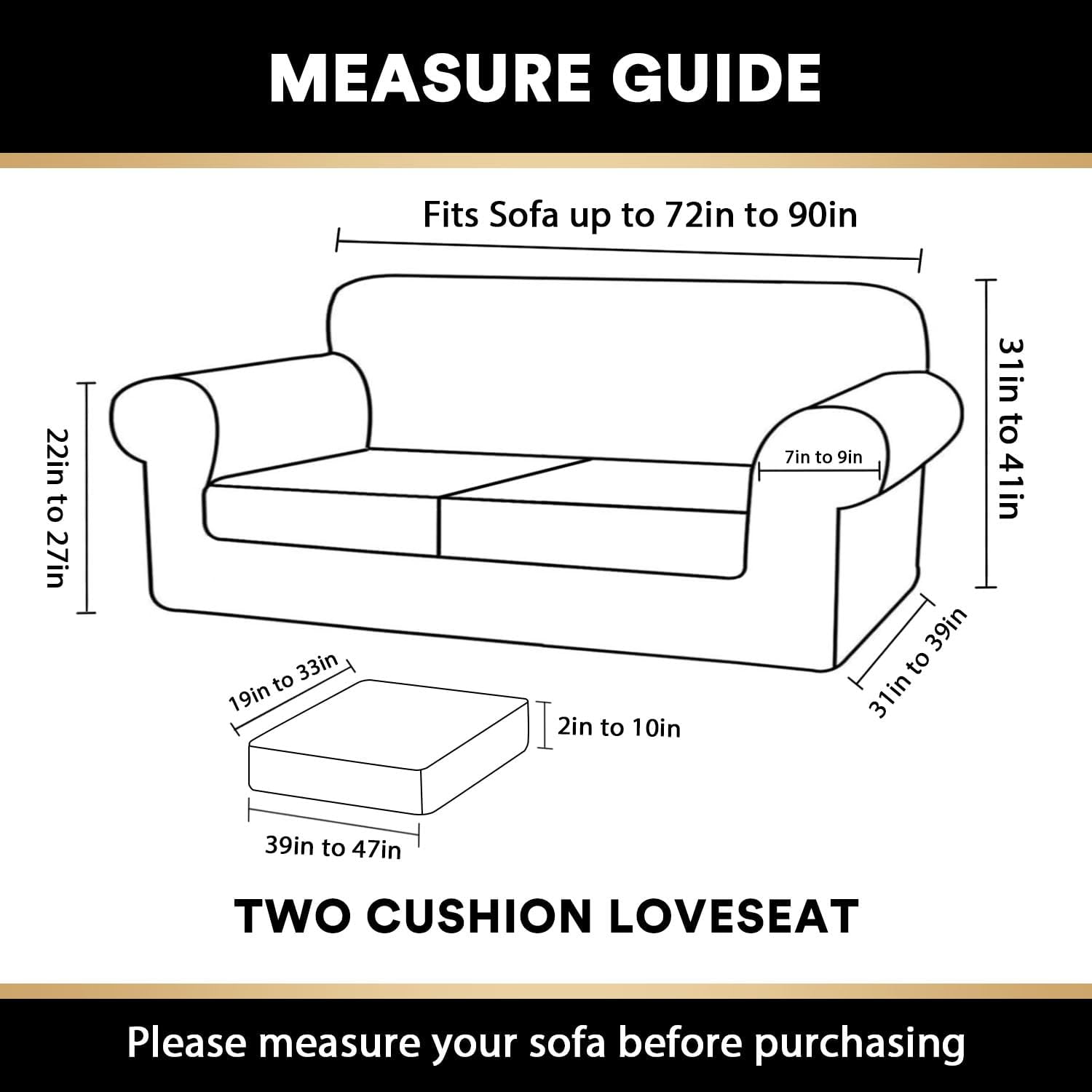 PrinceDeco 3 Pieces Sofa Covers Bundle Recliner Chair Cover, Taupe