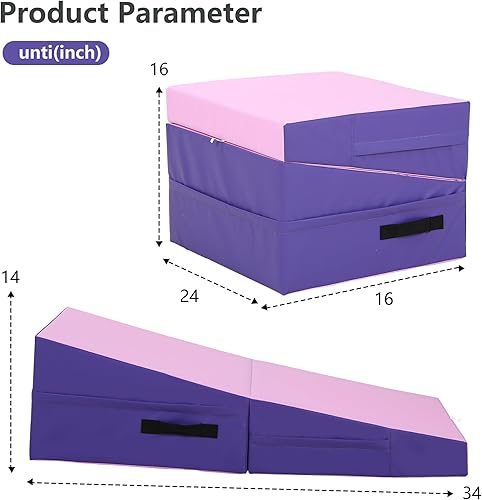 Miniatura 7 de Colchoneta de gimnasia inclinada plegable para gimnasia para interiores y exteriores, tapete de ejercicio en casa, gimnasio, yoga, con asa