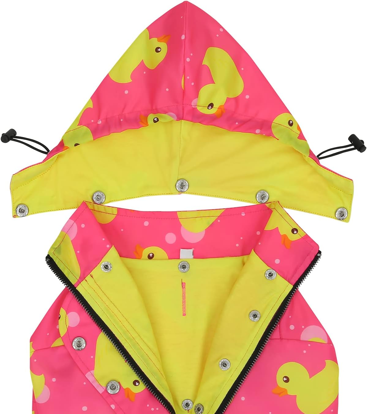 HDE Dog Raincoat Poncho Double Layer Zip Rain Jacket with Removable Hood, Leash Hole for Small to 3XL Dogs and Puppies Ducks Pink - 2XL