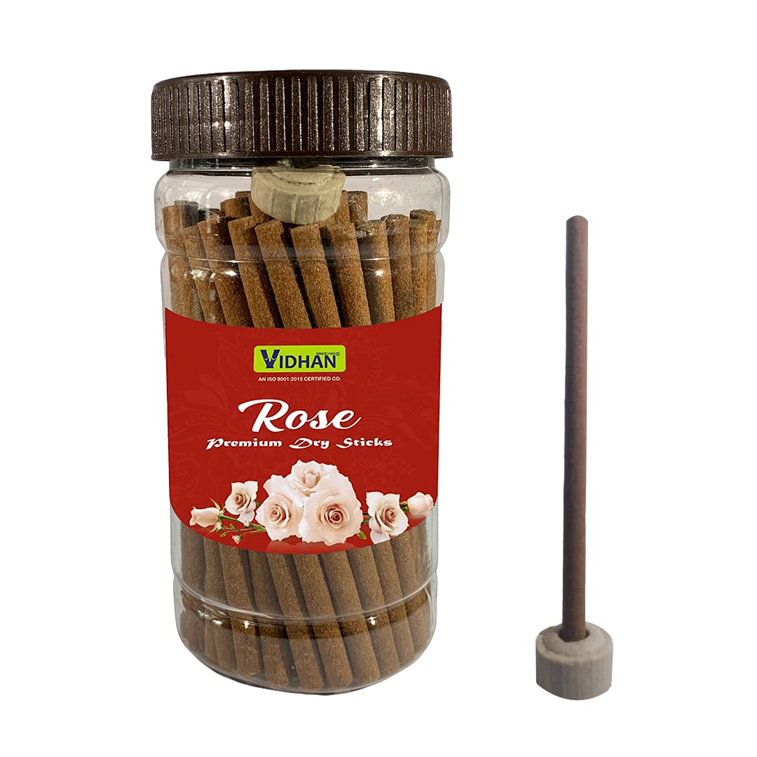 V, VIDHAN Dhoop Sticks Premium Jar 100Gm | No Bamboo | No Charcoal | Dhoop Batti | Dhup | Pooja Dhoop Sticks (Rose) (B09B629M78) Amazon Price History, Amazon Price Tracker