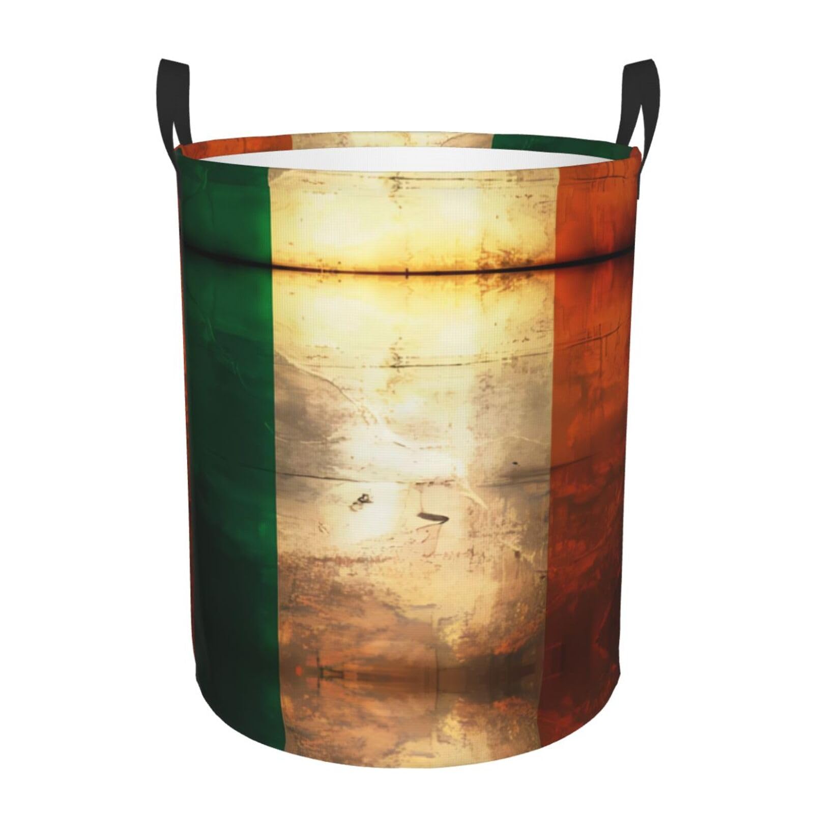 M Collapsible Retro Irish flag Print Circular Hamper Round
