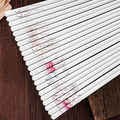 Baguettes en métal Baguettes Baguettes réutilisables Baguettes de Cuisine 5 pairtes en Porcelaine Blanche, Baguettes Chinoises en céramique pour Usage Familial Sushi Nouilles Hot Pot Chopsti