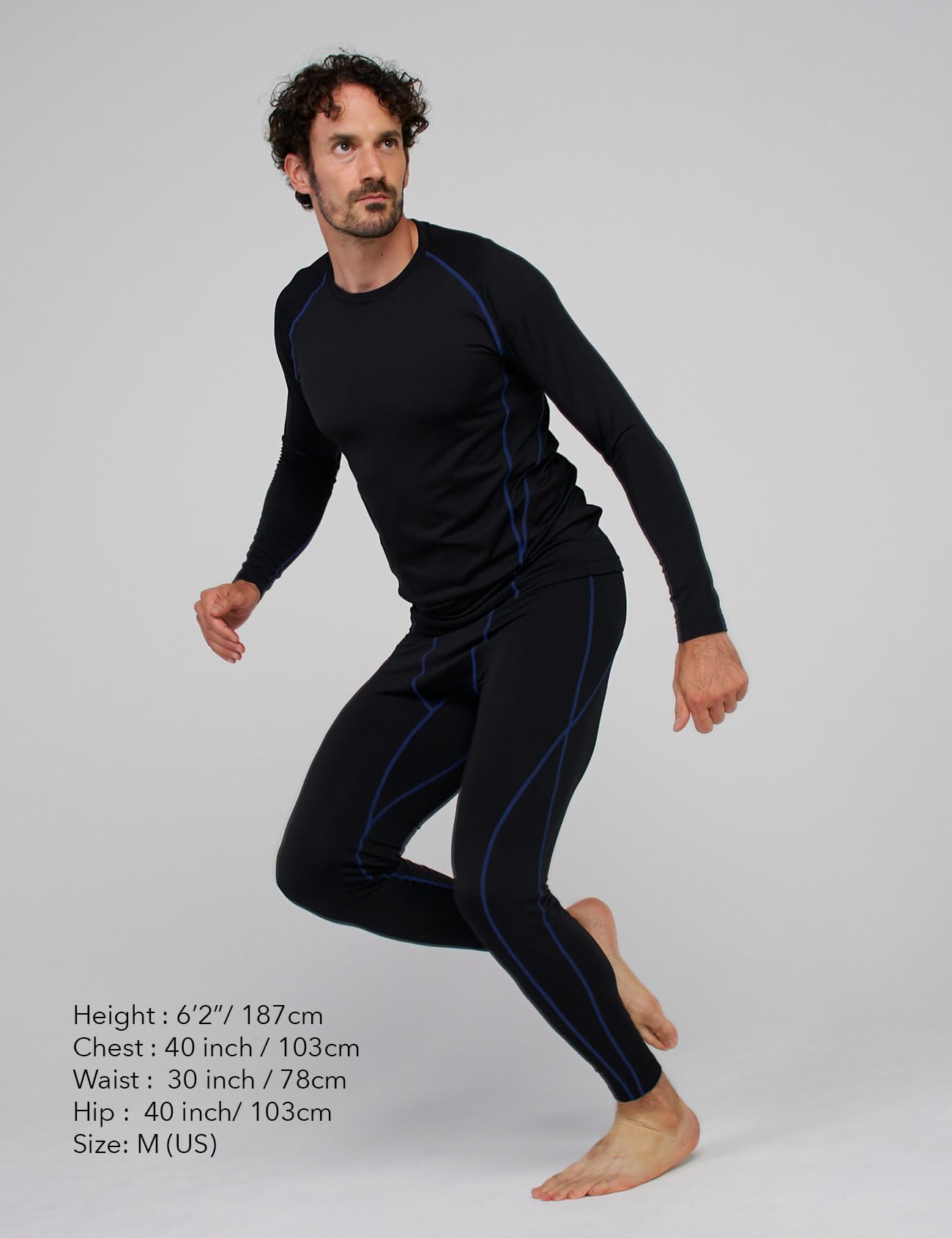 LAPASA Ensemble de sous-Vêtements Thermiques Homme Haut Manches Longues et Pantalon Sports & Activités Extérieures M53