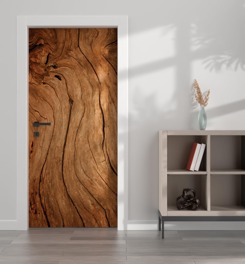 Türtapete Selbstklebend 100x200 Holzoptik Türfolie Vintage Holz Türaufkleber Fototapete 3D Effekt Türklebefolie Türposter für Innentür Schlafzimmer Bad Dekoration M5035