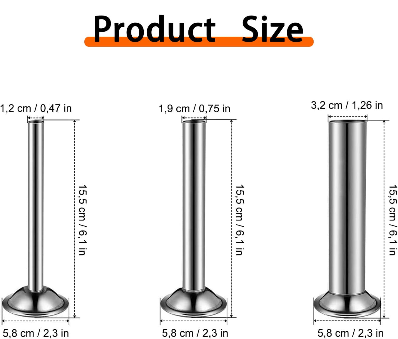 Tubo di riempimento per ripieno di salsiccia in acciaio inossidabile Creatore manuale di tritacarne Diametro accessorio 19mm