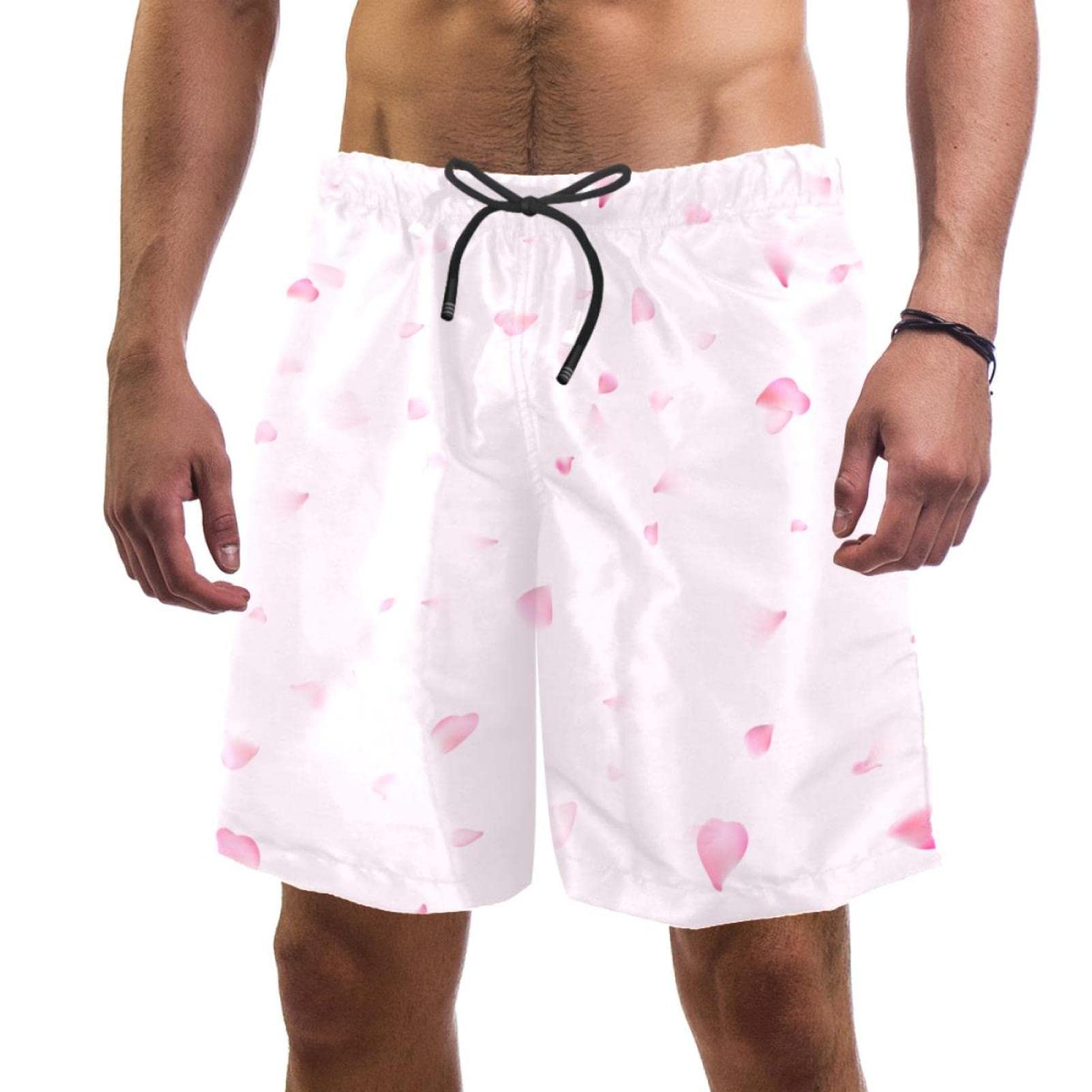 Maillots de bain pour hommes HadHfun short de plage rose à fleurs