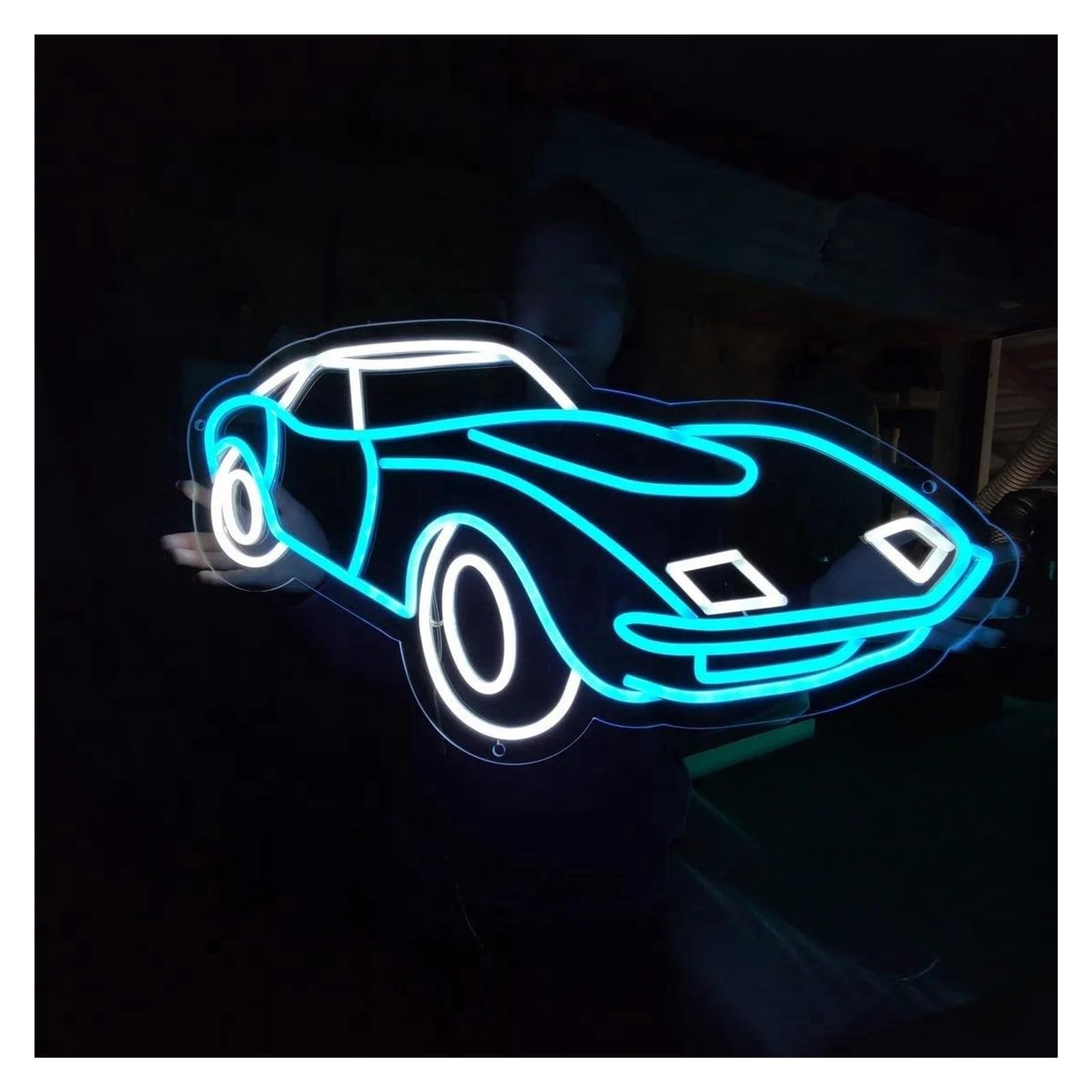 LEMST Signs Lamp Retro Car Neon Signs USB Powered Adjustable Brightness Car Neon Lights, for Garage Carpark Decor 30cmx38cm(B)