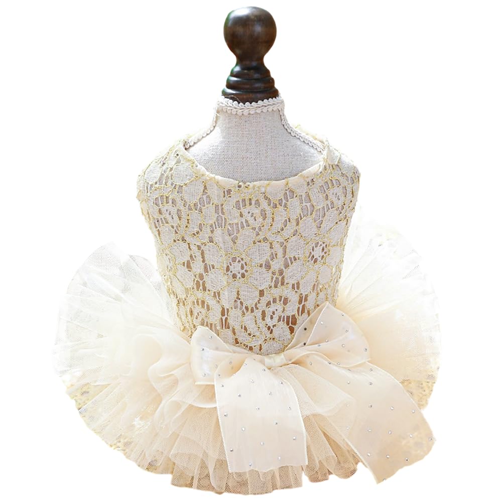 ANIAC Small Dog Dresses,Girl Puppy Princess Tutu Dress with Bow Knot,Cat Outfit,Chihuahua Yorkie Clothes for Birthday Wedding (Large, GL)