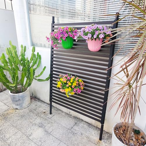 SCENDOR 1 Pack 47.2\" H x 35.4\" W Outdoor Privacy Fence Screen Metal+PE Coated Outside Rustproof Brown Metal Decorative Fence Panels for Outside Backyard Garden Patio Privacy Screen, Brown