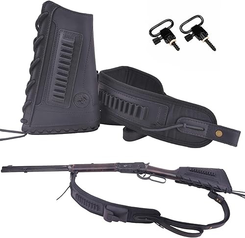 Funda de cuero para rifle con eslinga de pistola de fósforo, soporte de carcasa de almohadilla de retroceso de escopeta de lona con correa de caza