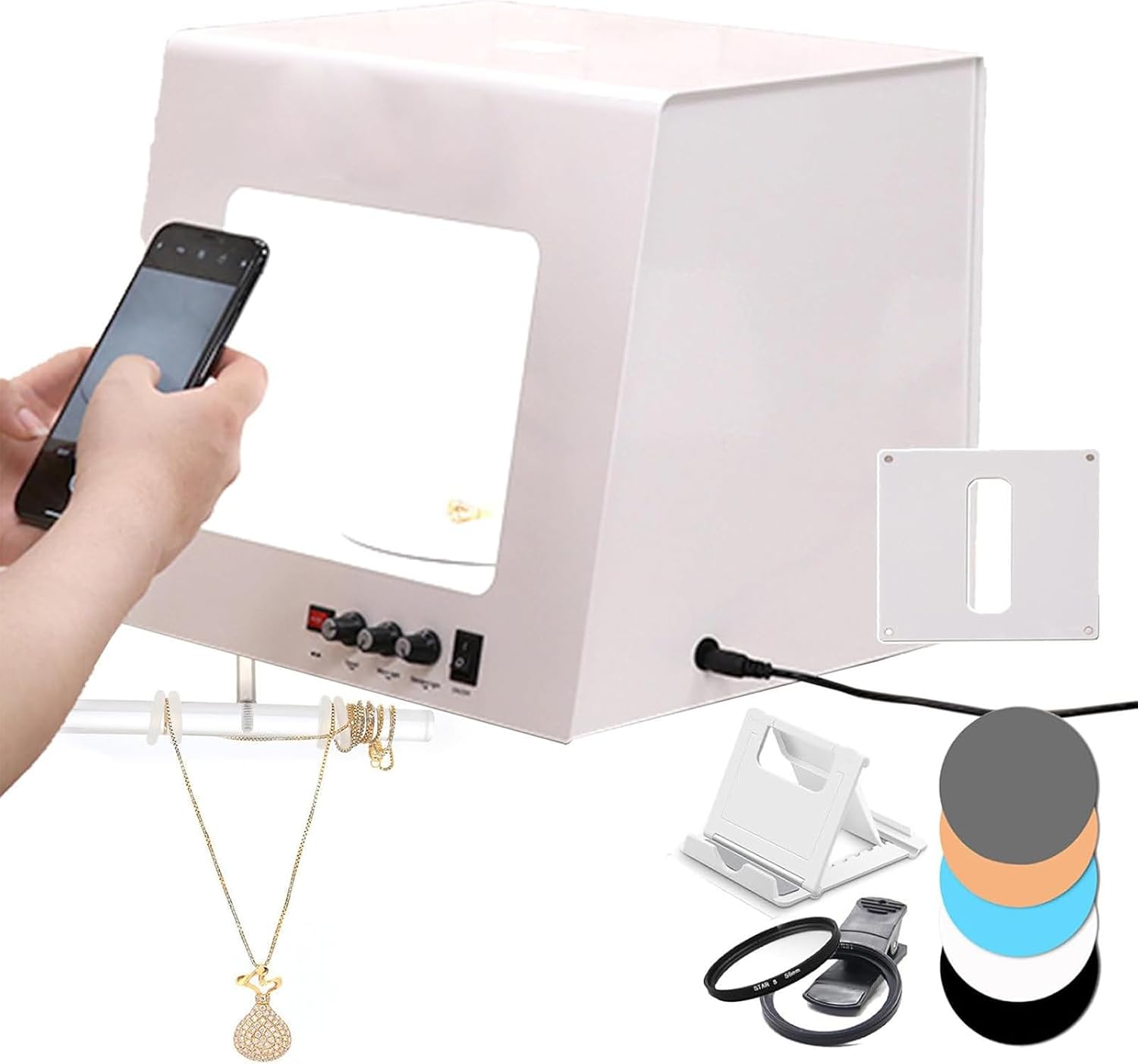 Pro Jewelry Photography Light Box Kit with Adjustable Turntable – Premium Studio Setup for Stunning Gemstone & Jewelry Images, Custom Speed & Color Temp for Professionals Tb30